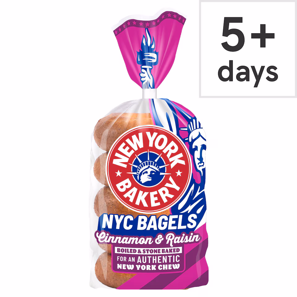New York Bakery Co Cinnamon & Raisin Bagels 5 Pack