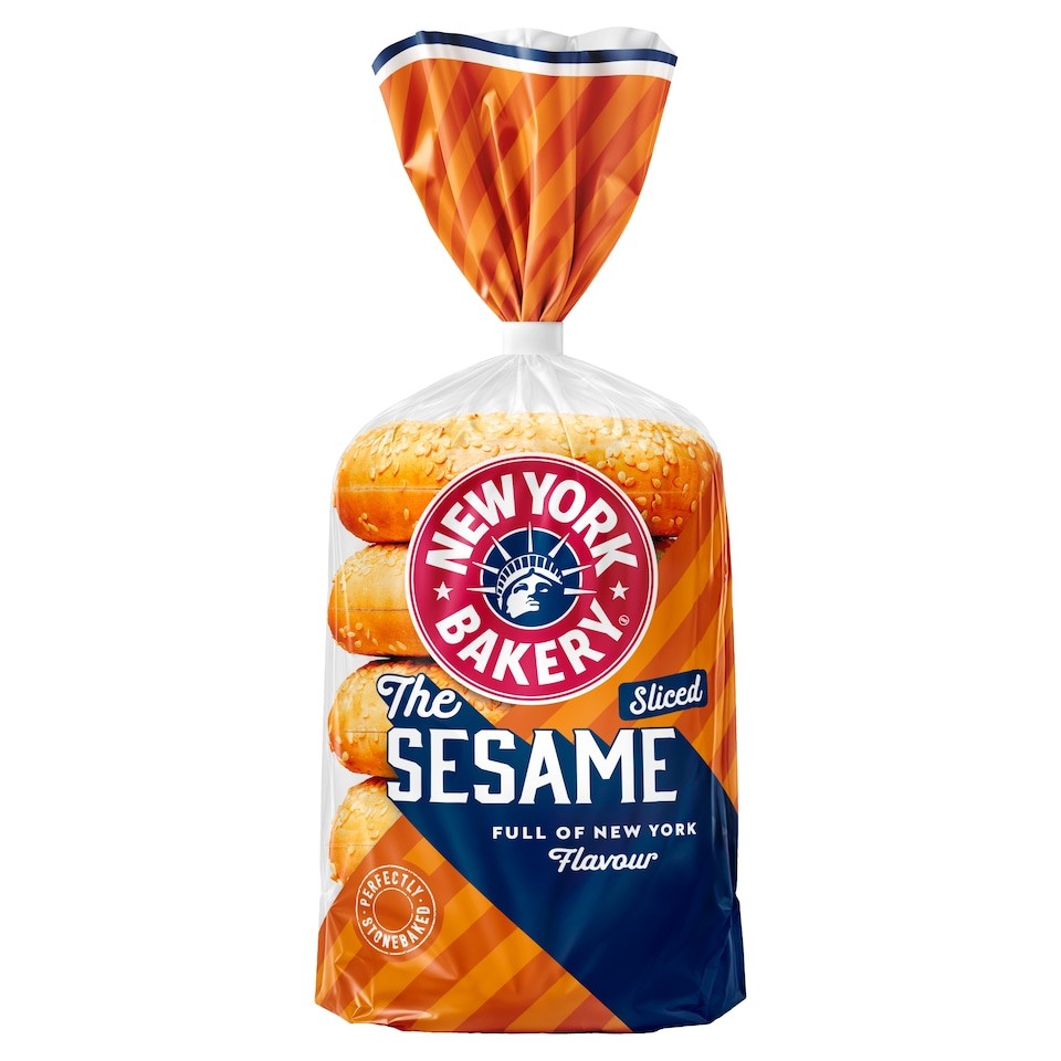 New York Bakery Co Plain and Sesame Bagels 5 Pack