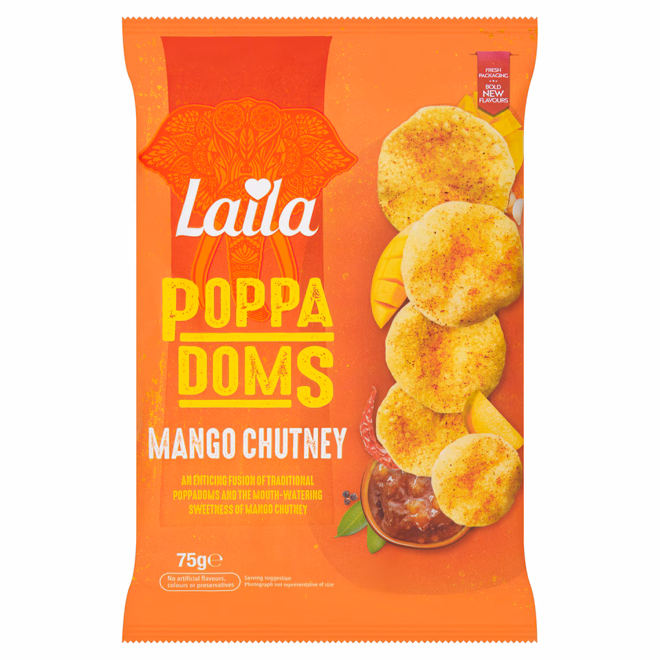 Laila Mini Poppadoms Mango Chutney 75g