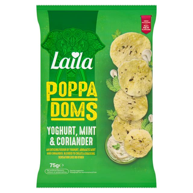 Laila Mini Poppadoms Yoghurt Mint & Coriander 75g