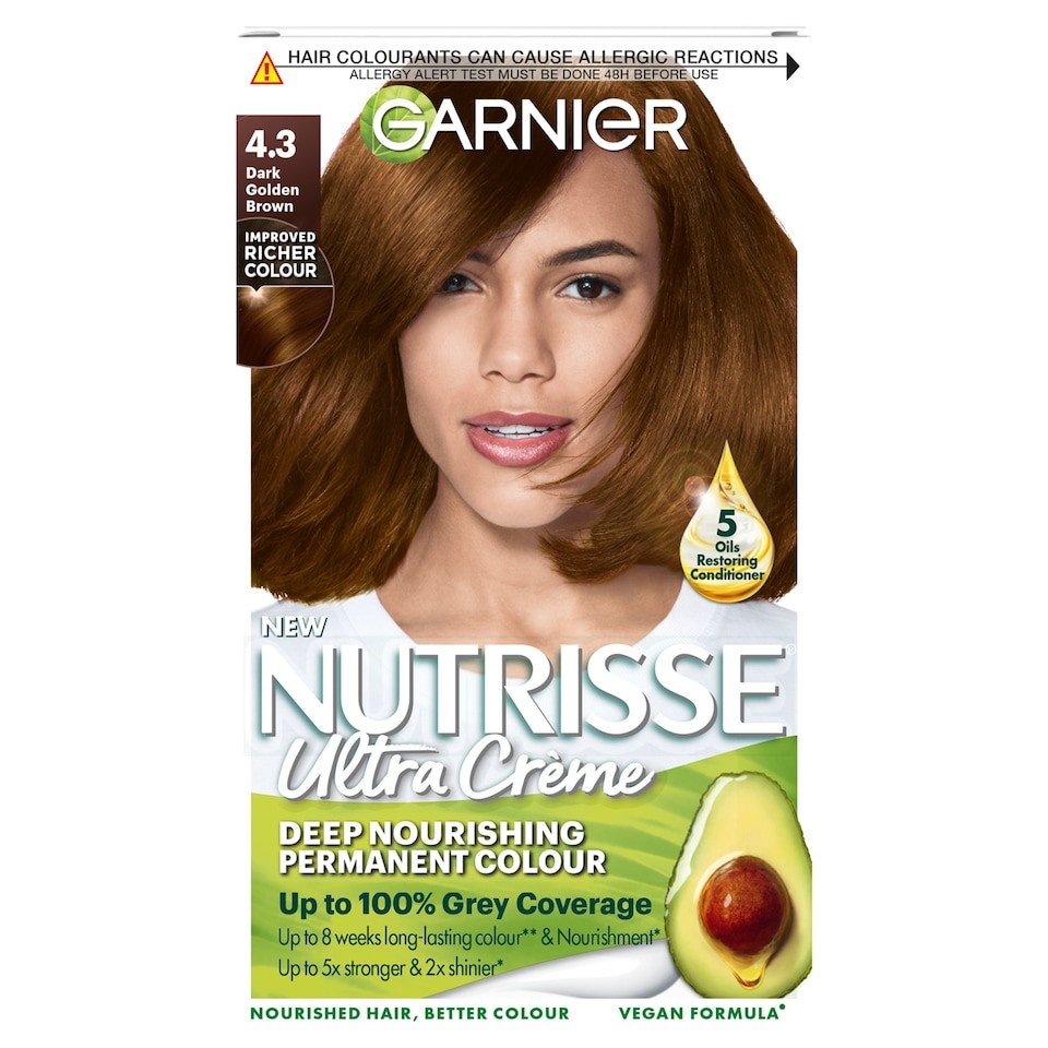 Garnier Nutrisse Creme Permanent Hair Colour - Dark Golden Brown 4.3