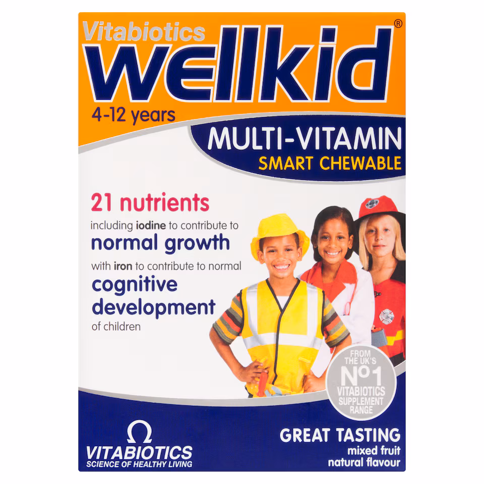 Vitabiotics Wellkid Multi-Vitamin Mixed Fruit Flavoured Chewable Tablets 30s