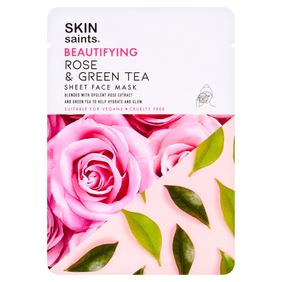 SKIN Saints Sheet Face Mask Rose & Green Tea 20ml
