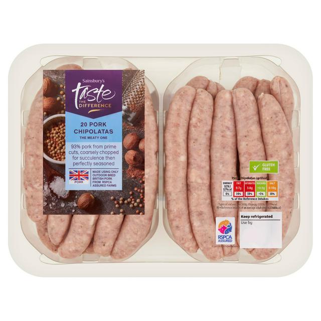 Sainsbury's British Pork Chipolatas, Taste the Difference x20 625g