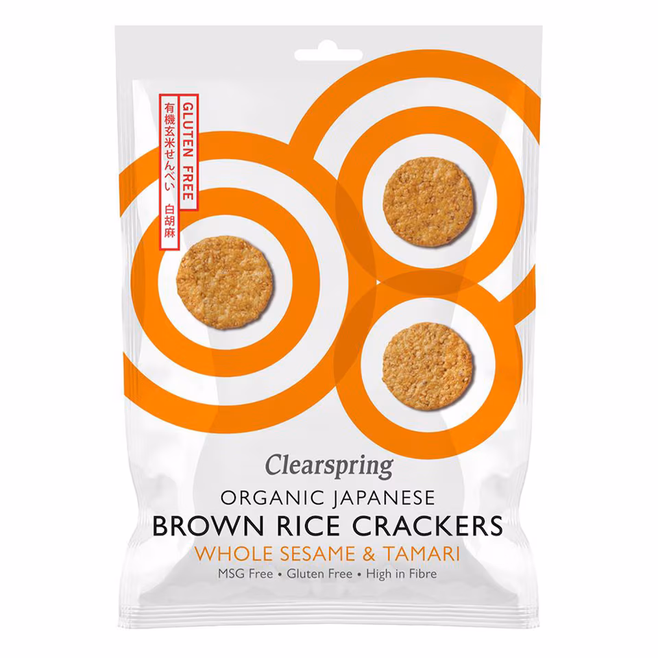 Organic Japanese Brown Rice Crackers Whole Sesame & Tamari 40g (Clearspring) | Multi