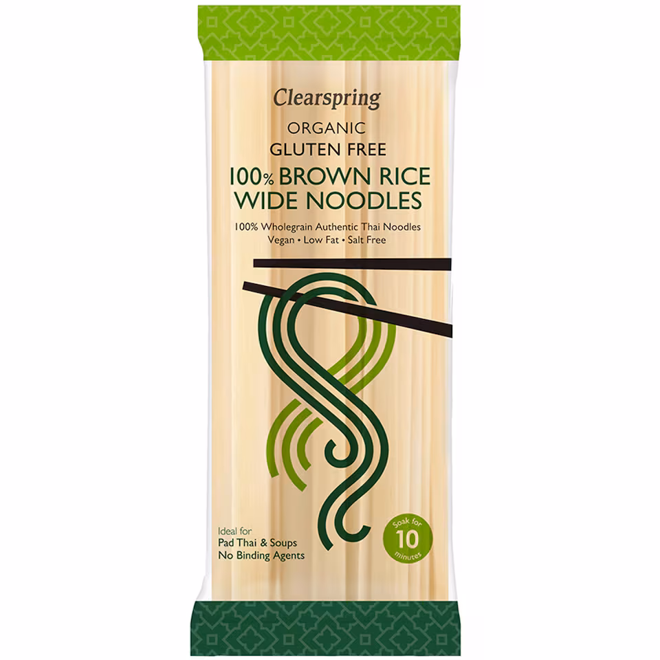 Organic Gluten Free 100% Brown Rice Wide Noodles 200g (Clearspring)
