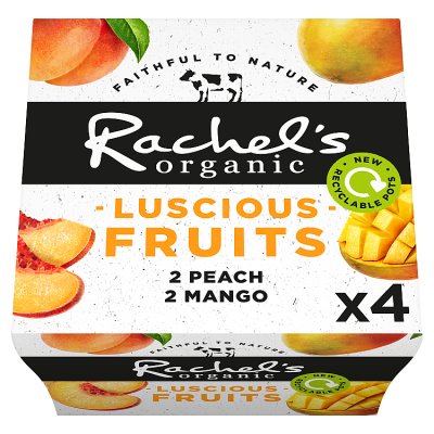 Rachels Dairy Luscious Fruits Peach & Mango Organic Yogurts