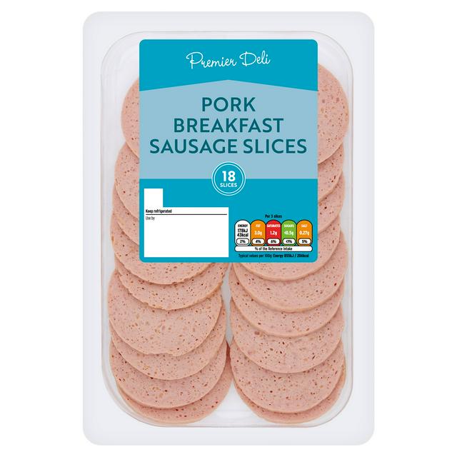 Premier Deli 18 x Pork Breakfast Sausage Slices 125g