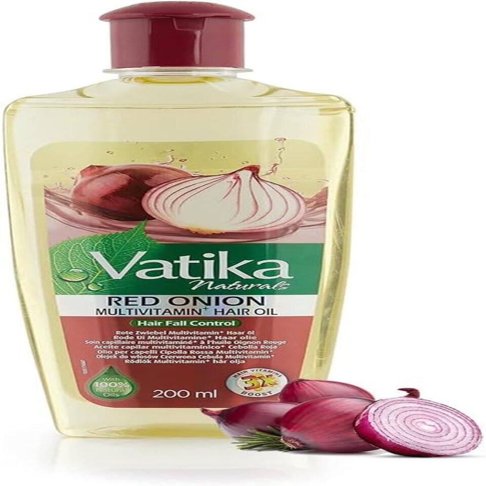Vatika Naturals Red Onion Hair Oil 200ml | For Anti Hair Fall | Enriched with the Goodness of Rosemary and Olive Oil I 100% Natural Oil Extract | Strengthening Hair From Root To Tip