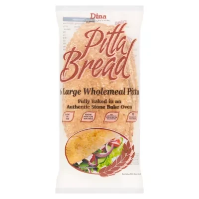 Dina 6 Large Wholemeal Pitta Bread
