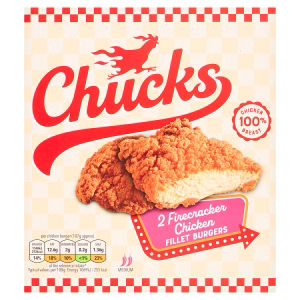 Chucks 2 Firecracker Chicken Fillet Burgers 230g