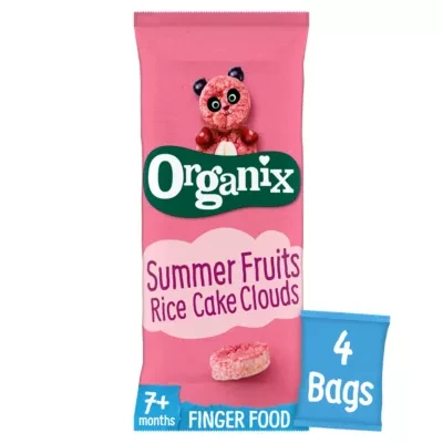 Organix Summer Fruits Rice Cake Clouds Organic Baby Snacks Multipack 4x18g 7 months+