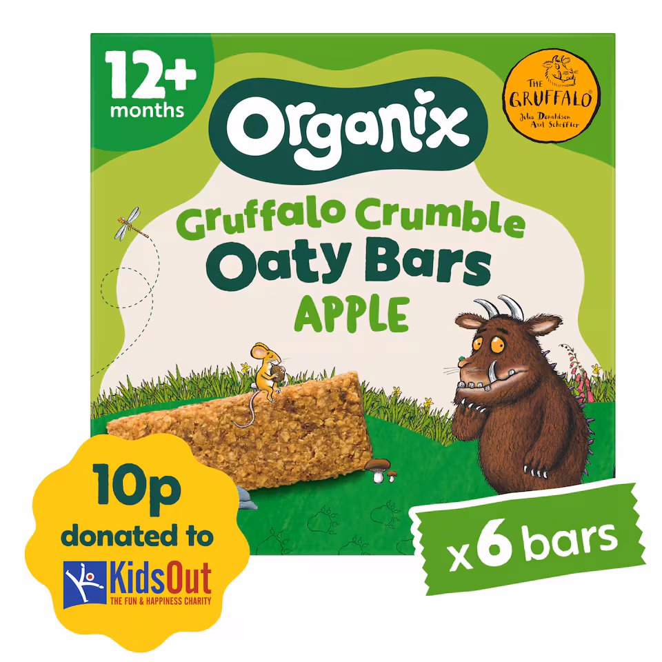 Organix Gruffalo Crumble Apple Organic Soft Oaty Bars Toddler Snack Multipack 6 x 23g