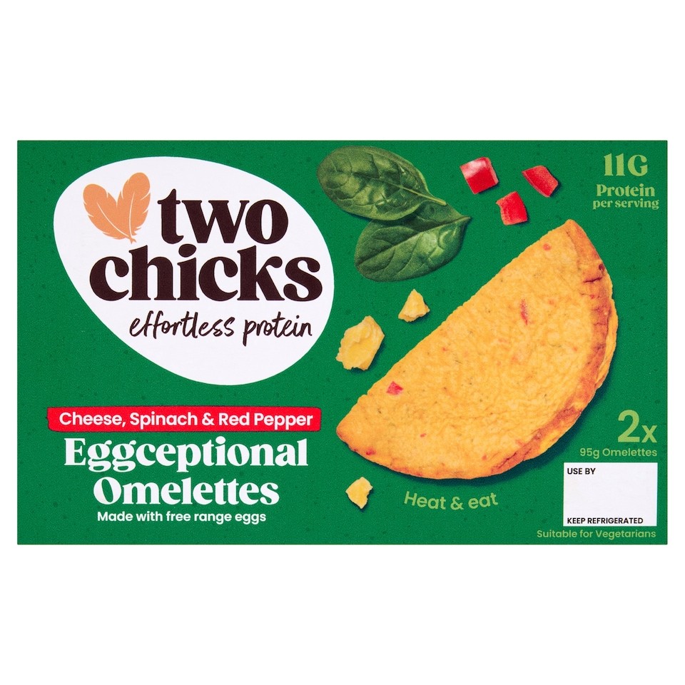 Two Chicks Cheese, Spinach & Red pepper Eggceptional Omelettes 190g