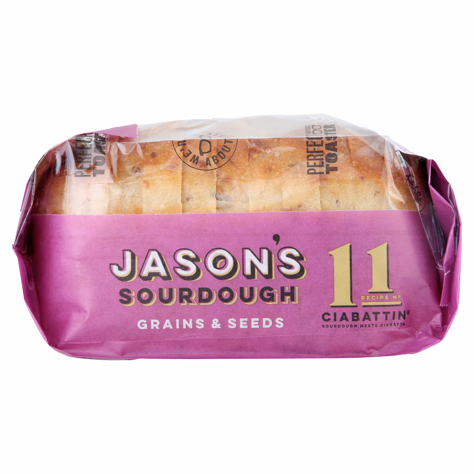 Jason's Sourdough White Ciabattin Bread with Grains & Seeds 580g
