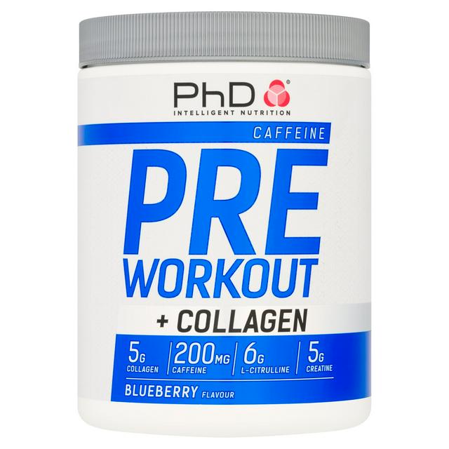 PhD Blueberry Flavour Caffeine Pre Workout + Collagen 500g