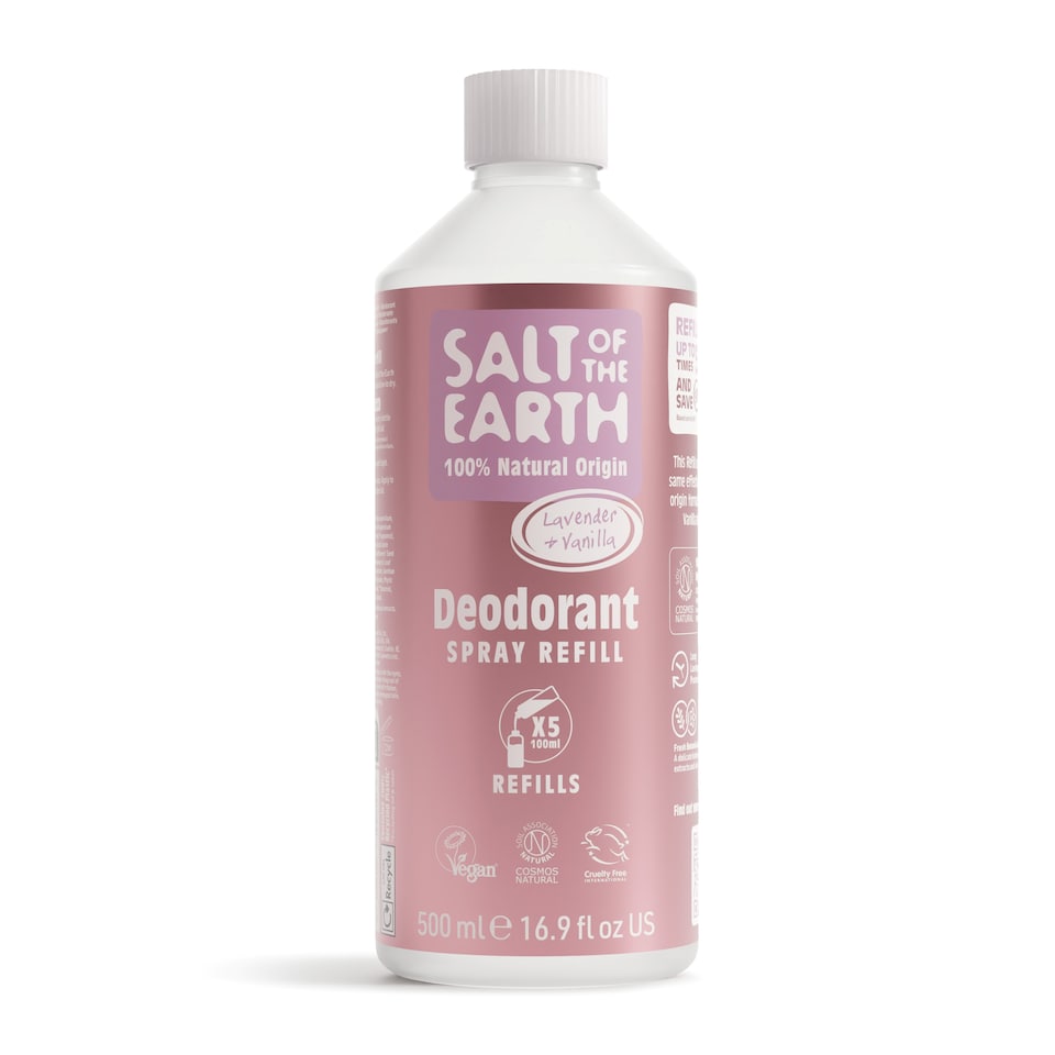 Salt of the Earth Deodorant Spray Refill Lavender & Vanilla Natural Origin Ingredients Vegan 500ml