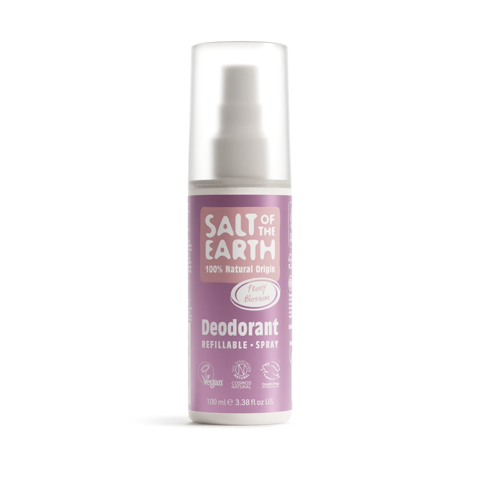 Salt of the Earth Refillable Peony Blossom Natural Deodorant Spray Vegan & Cruelty Free Certified Natural Origin Ingredients 100ml