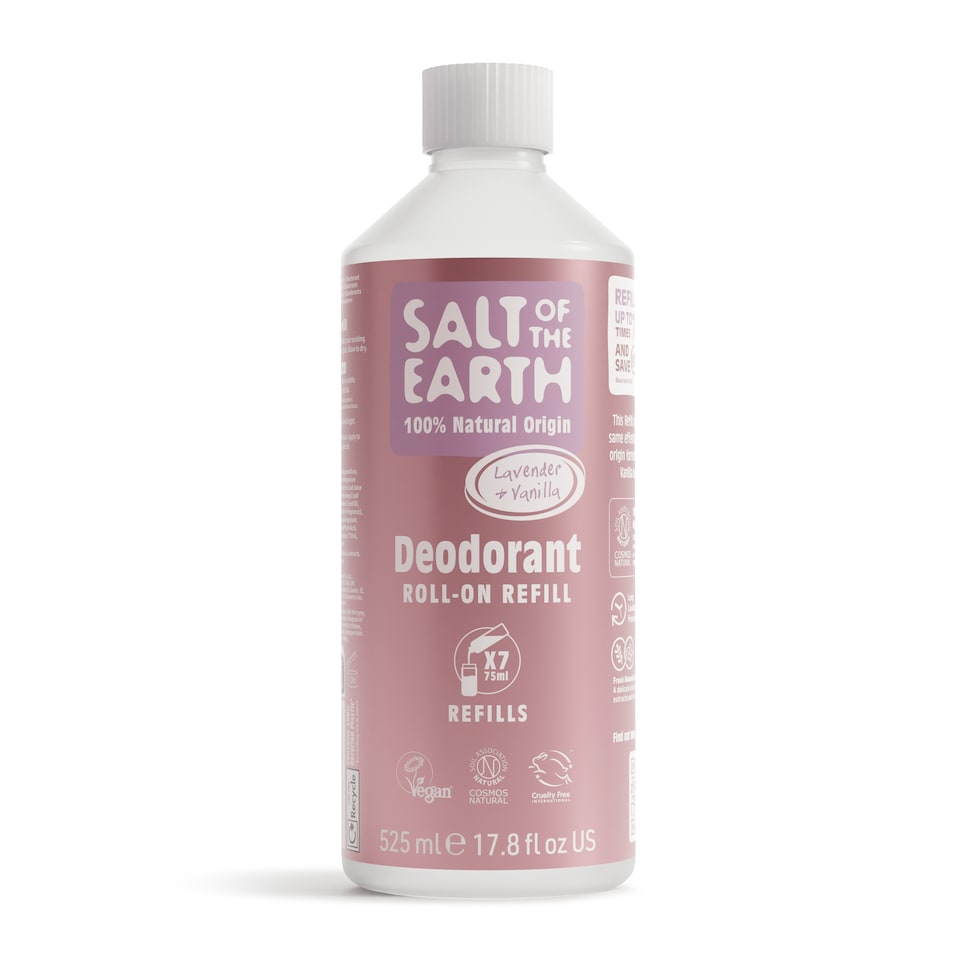 Salt of the Earth Natural Deodorant Roll on Refill  x7 Uses Lavender & Vanilla Natural Origin Ingredients Vegan 525ml
