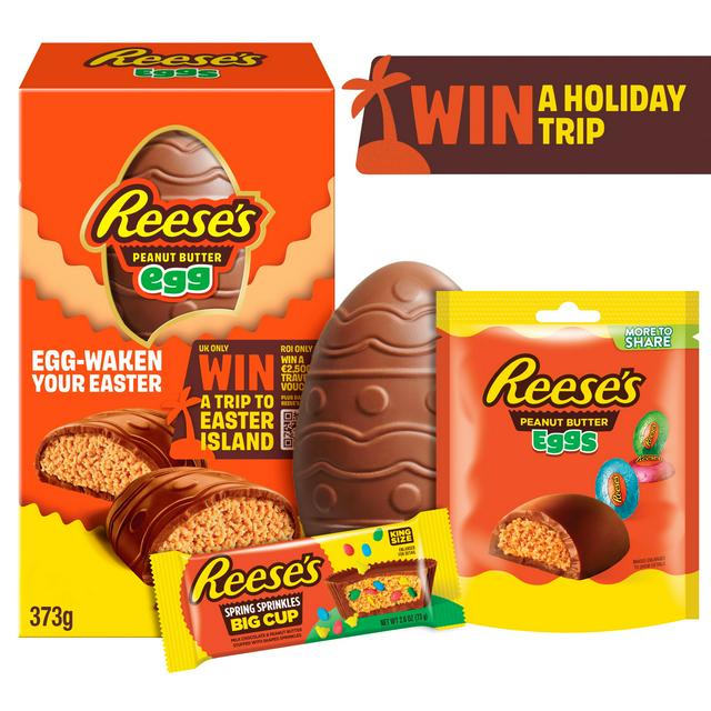 Reese's Extra Large Peanut Butter Half Filled Egg with Big Cup with Spring Sprinkles & Peanut Butter Filled Mini Eggs 373g