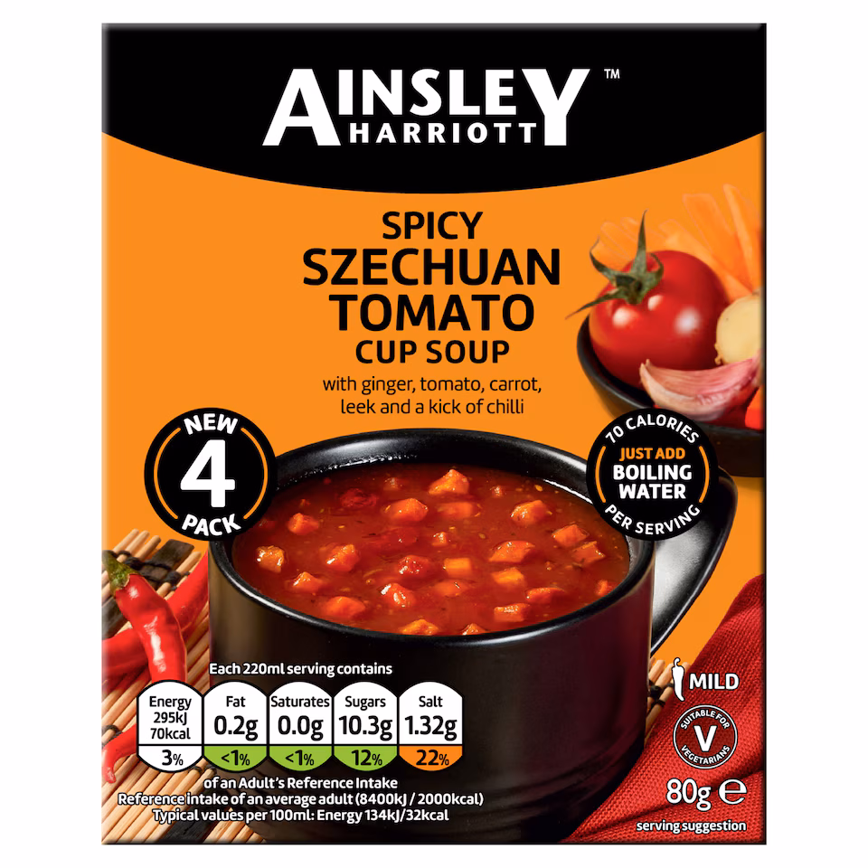 Ainsley Harriott Spicy Szechuan Tomato Cup Soup 4 Sachets 80g