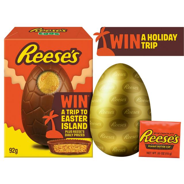 Reese's Meduim Milk Chocolate Small Hollow Egg with Reese's Snacksize Peanut Butter Cup 92g