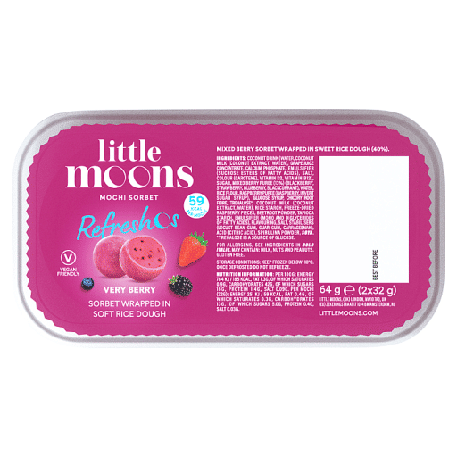 Little Moons Mochi Sorbet Refrehos Very Berry 2 x 32g (64g)
