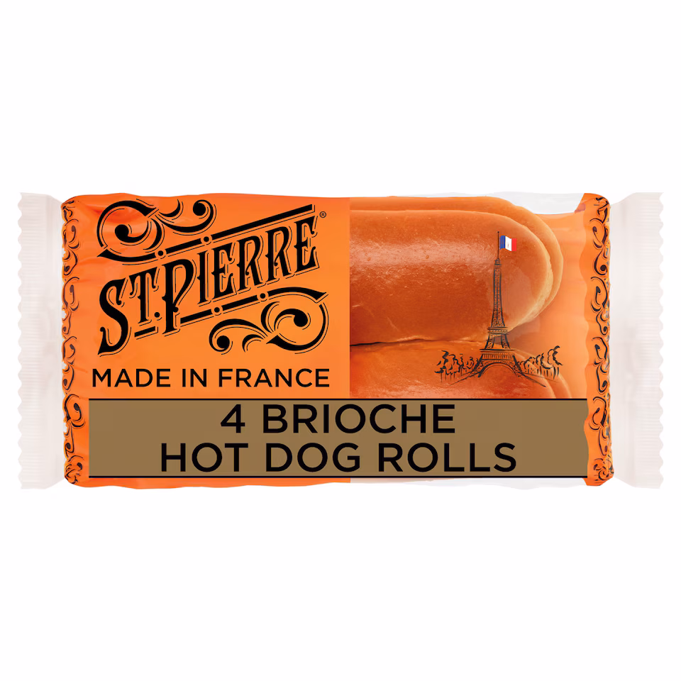St Pierre Brioche Hot Dog Rolls 4 pack
