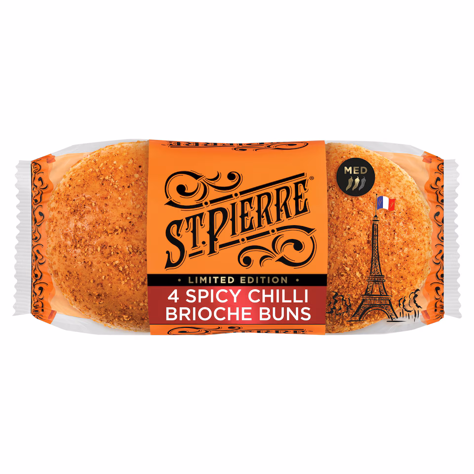 St Pierre 4 Spicy Chilli Brioche Burger Buns