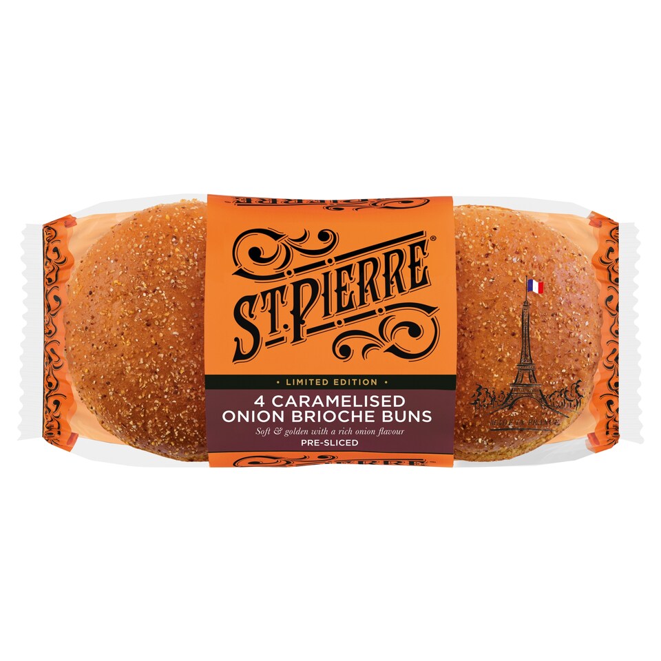 St Pierre 4 Caramelised Onion Brioche Burger Buns Limited Edition
