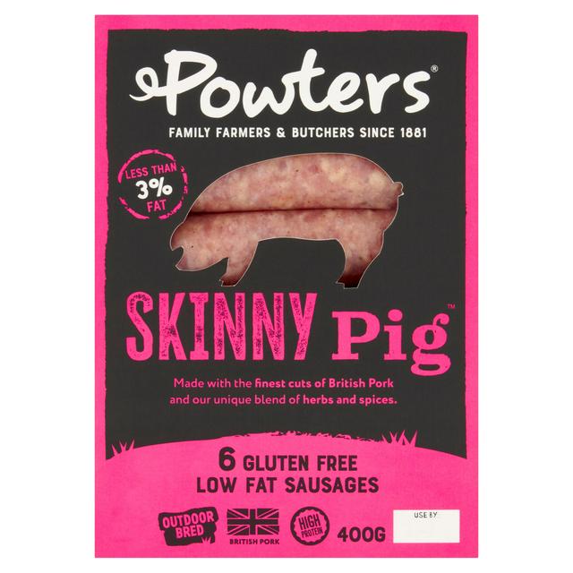 Powters Skinny Pig Gluten Free Low Fat Sausages x6 400g