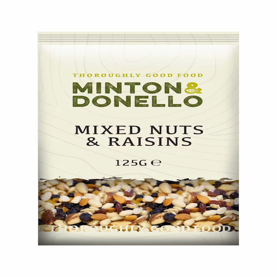 Minton & Donello Mixed Nuts & Raisins 6 x 125g