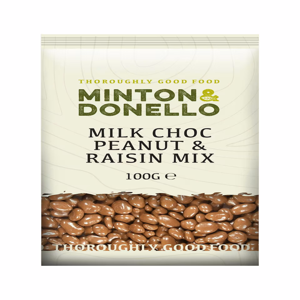 Minton & Donello Milk Chocolate Peanut & Raisin Mix 6 x 100g