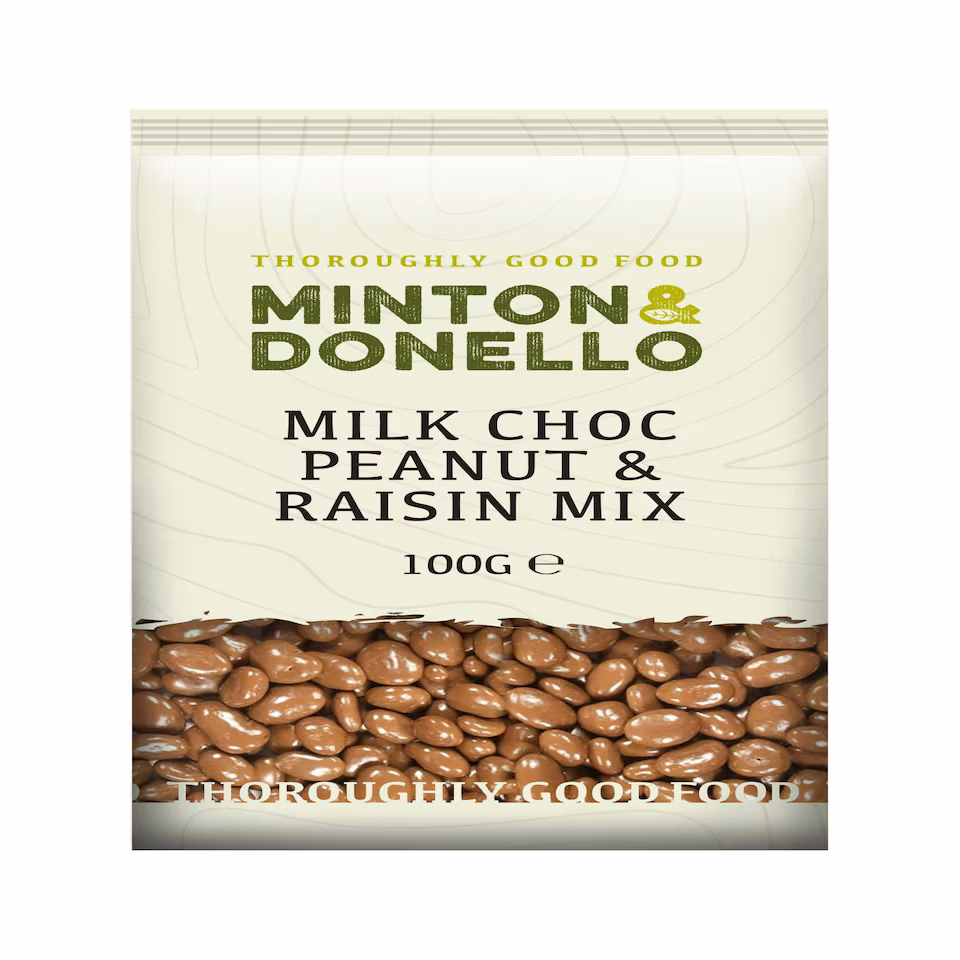 Minton & Donello Milk Chocolate Peanut & Raisin Mix 6 x 100g