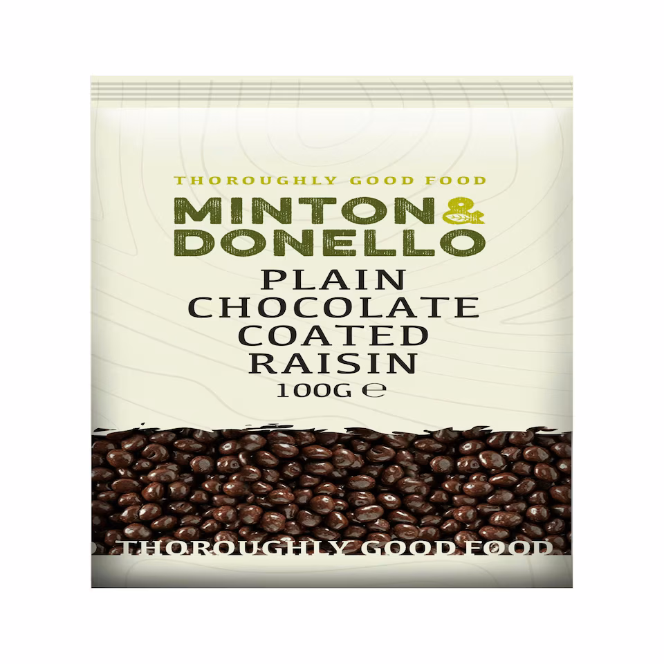 Minton & Donello Plain Chocolate Coated Raisins 6 x 100g