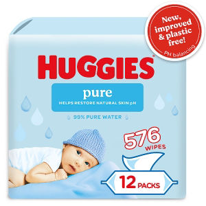 Huggies® Pure Plastic Free Baby wipes - 12 packs of 48 wipes