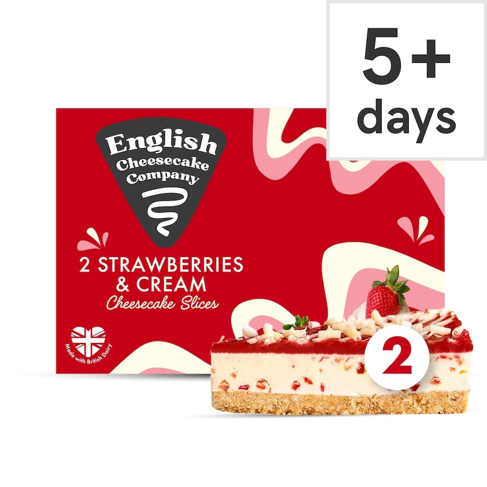 English Cheesecake Company 2 Strawberries & Cream Cheesecake Slices 180g