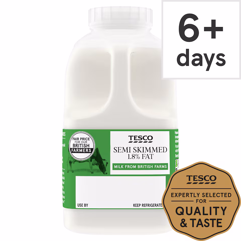 Tesco British Semi Skimmed Milk 568 Ml, 1 Pint