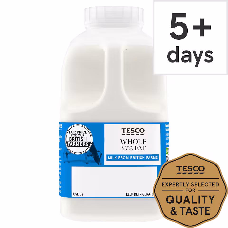 Tesco British Whole Milk 568Ml, 1 Pint