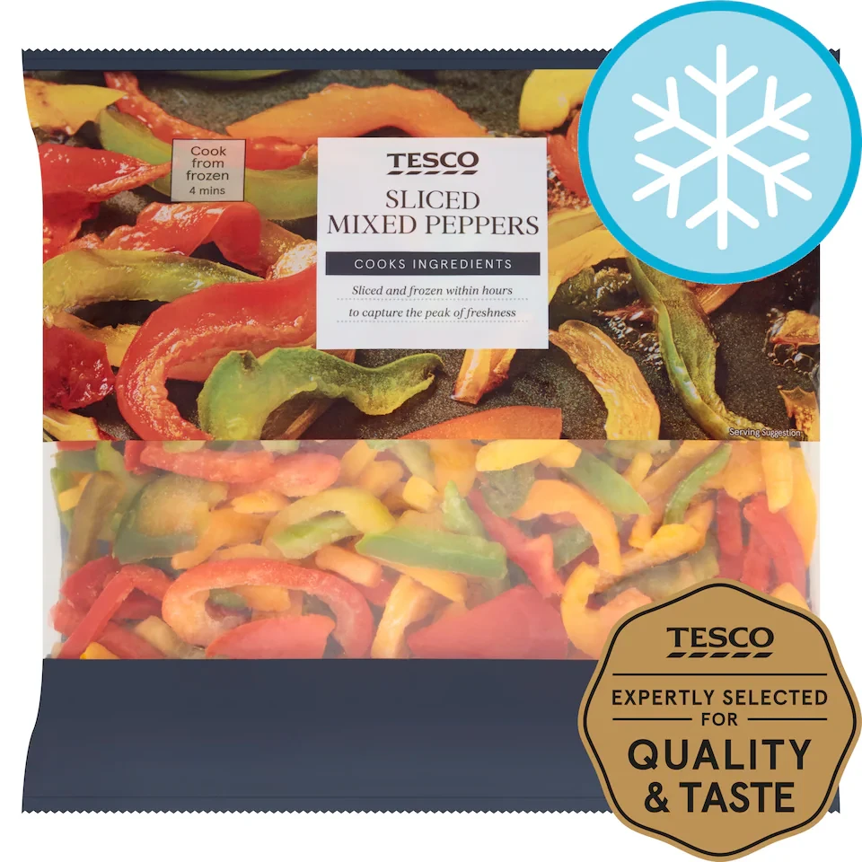 Tesco Sliced Mixed Frozen Peppers 500G