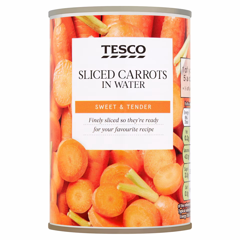 Tesco Sliced Carrots In Water 300G