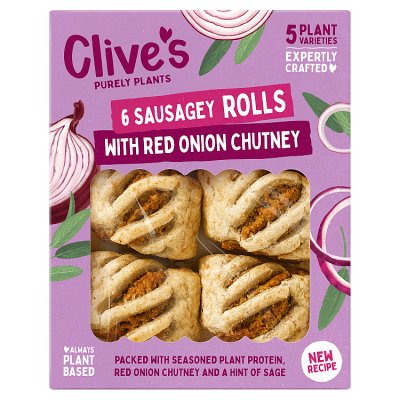 Clive's 6 Sausagey Rolls with Red Onion Chutney