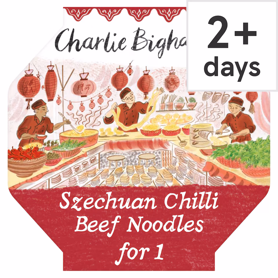 Charlie Bigham's Pan Fry Szechuan Chilli Beef Noodles 380g
