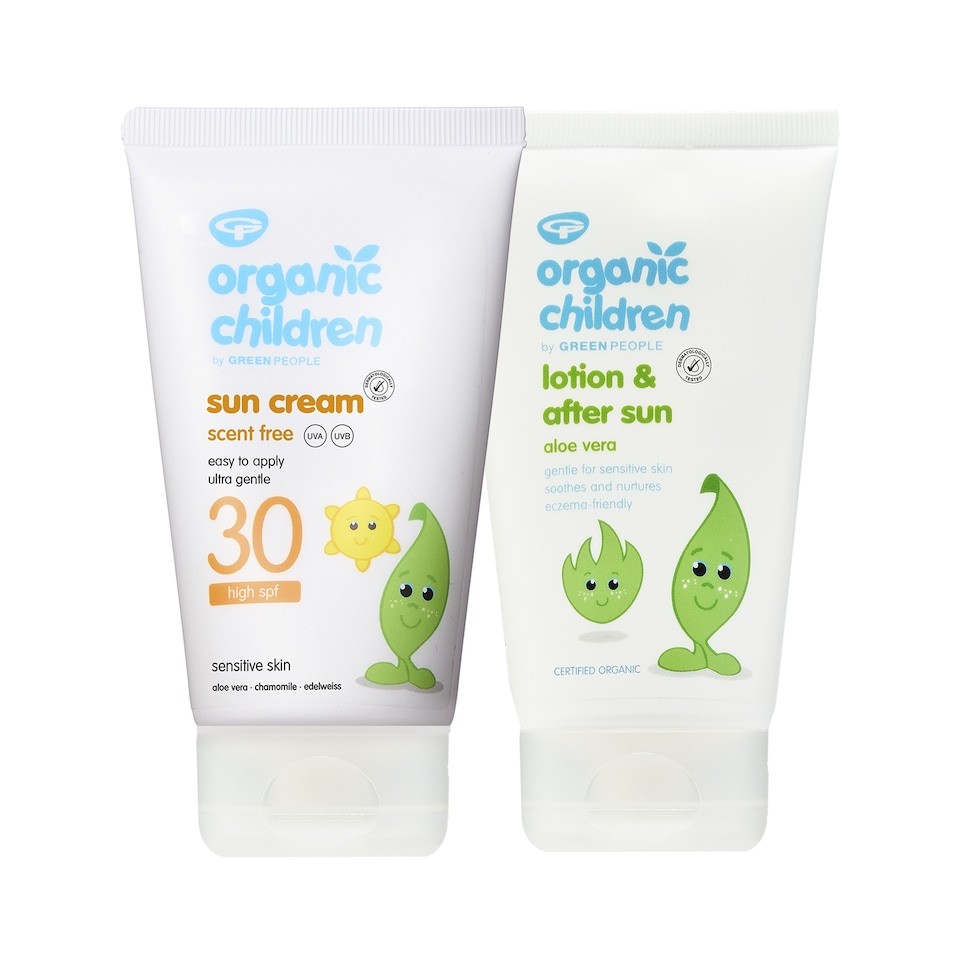Green People Organic Children Sun Cream SPF30 + After Sun - Natural, Organic Sunscreen for Kids - Easy to Apply - Vegan & Cruelty Free - 2x150ml