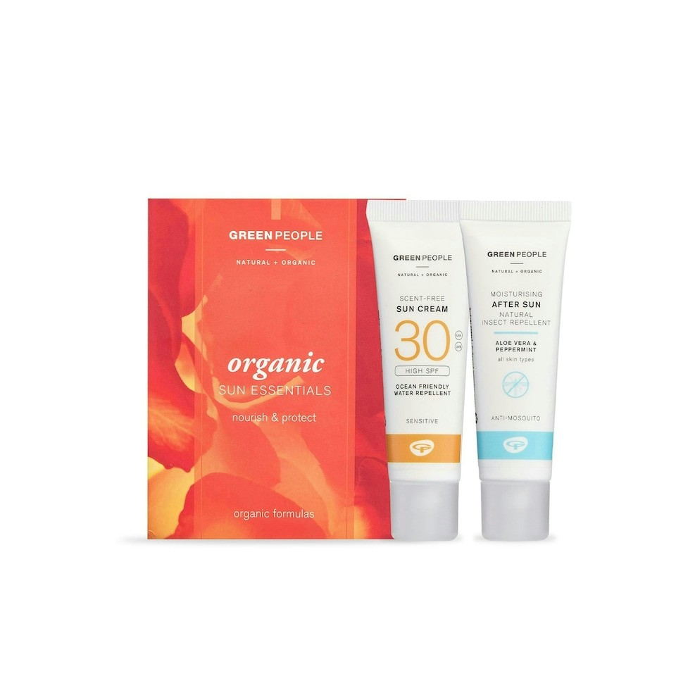 Green People Organic Sun Cream Travel Pack - Mini Set - SPF30 + Aftersun Insect Repellent - Reef Safe, Chemical Free