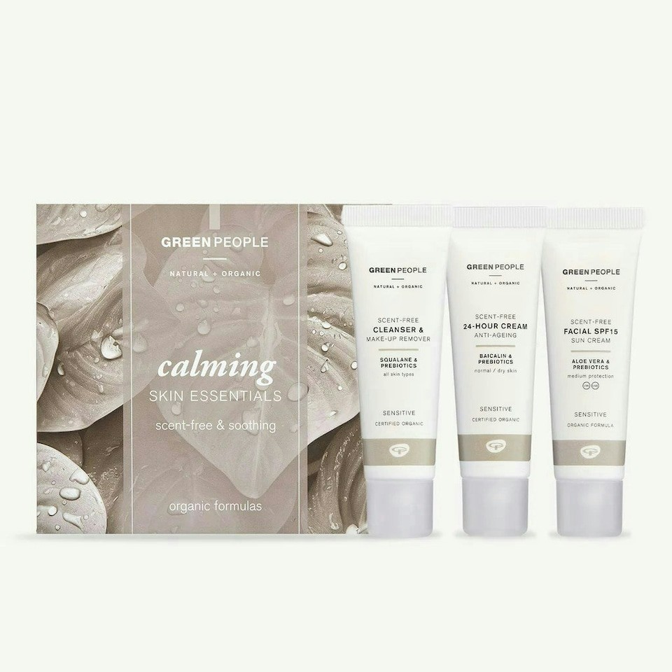 Green People Sensitive Skin Care Set - Natural & Organic 3-Step Routine - Cleanser, Moisturiser & SPF15 - Vegan, 3 x 30ml
