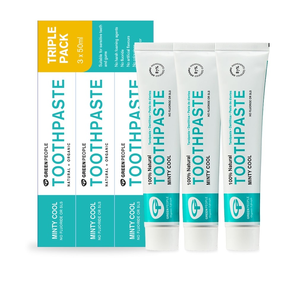 Green People Minty Cool Toothpaste Mint Fluoride Free 3x50ml
