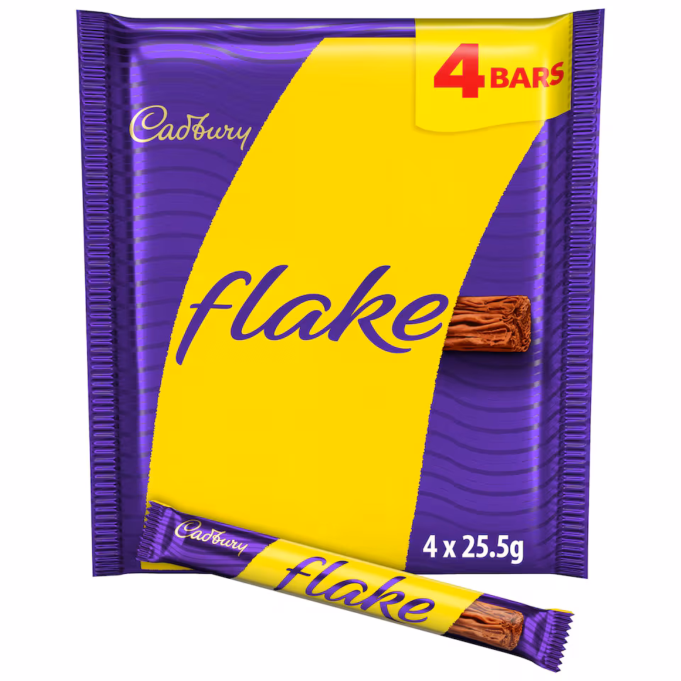 Cadbury Flake Chocolate Bar 4 Pack Multipack 102g