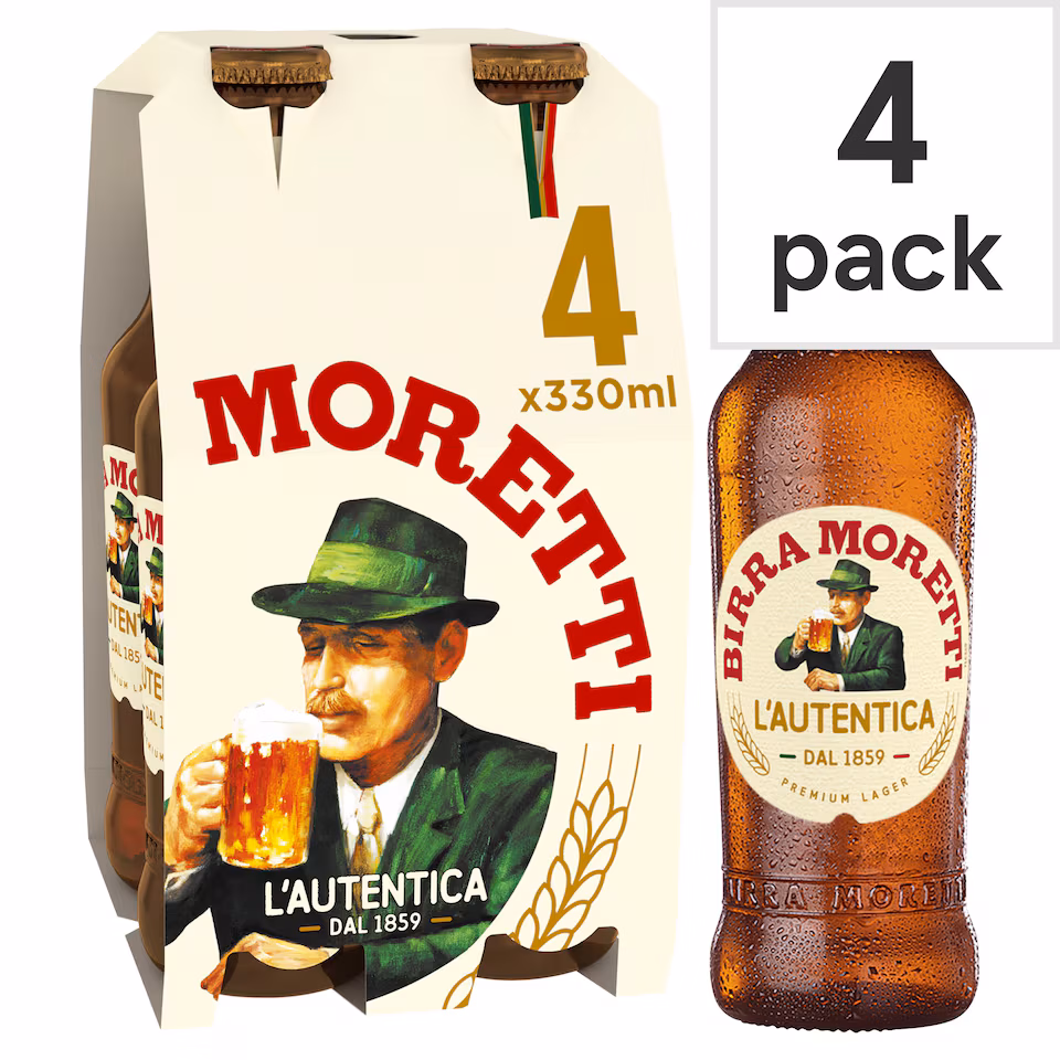 Birra Moretti Premium Lager Beer Bottle 4x330ml