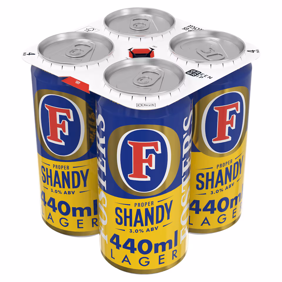 Foster's Proper Shandy Lager Beer 4 x 440ml